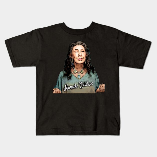 Frankie Bergstein Namaste Kids T-Shirt by baranskini